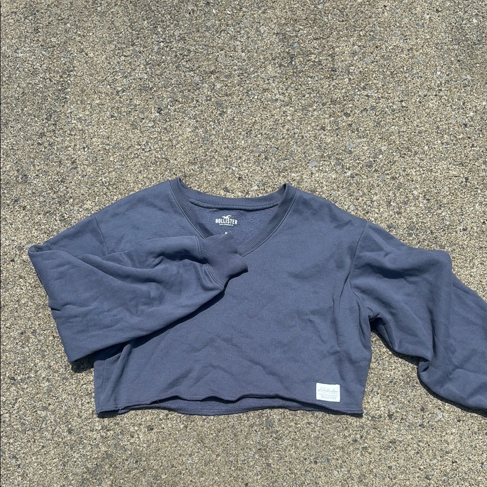 Hollister Slate Blue V-Neck Cropped Top